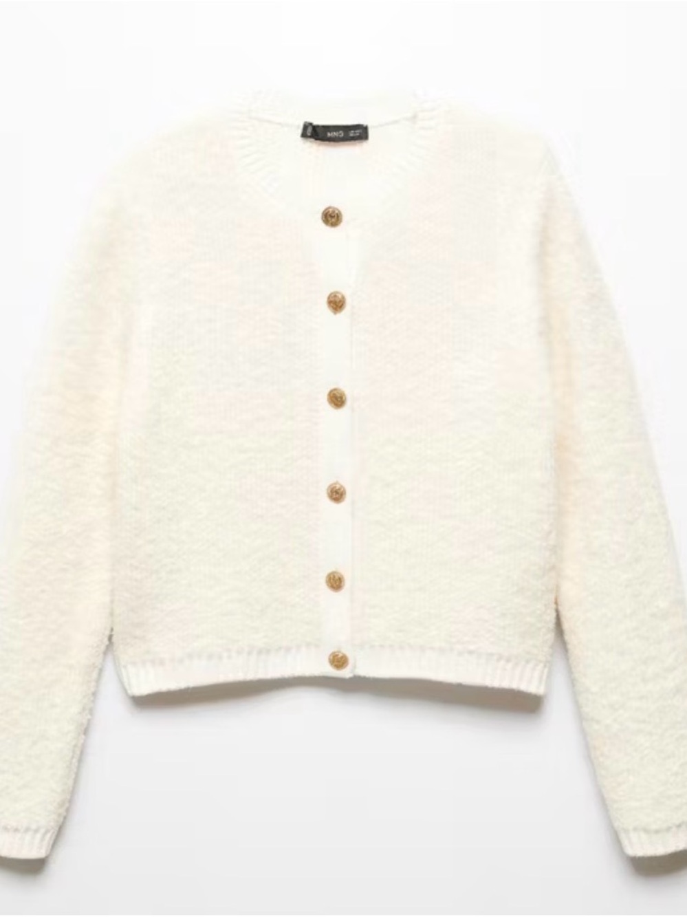 Mango Ivory Button-Front Sweater / Cardigan with Gold Buttons